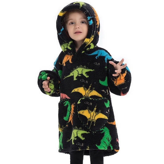 Wearable Blanket Hoodie - Kids - Dinosaurs