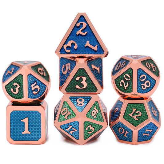 Blue and Green Dragon Scales Dice Set