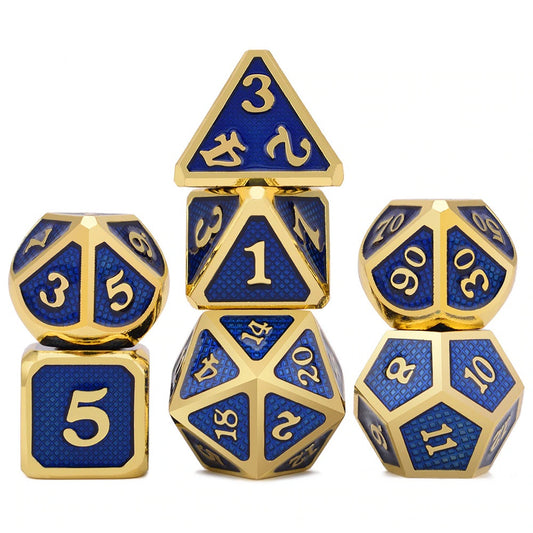 Blue and Gold Dragon Scales Dice Set