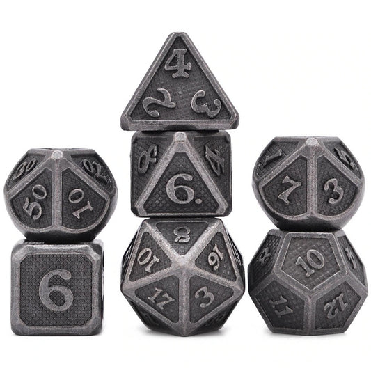 Chipped Silver Dragon Scales Dice Set