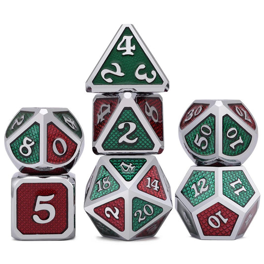 Red and Green Dragon Scales Dice Set