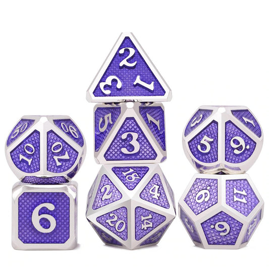 Purple and Silver Dragon Scales Dice Set