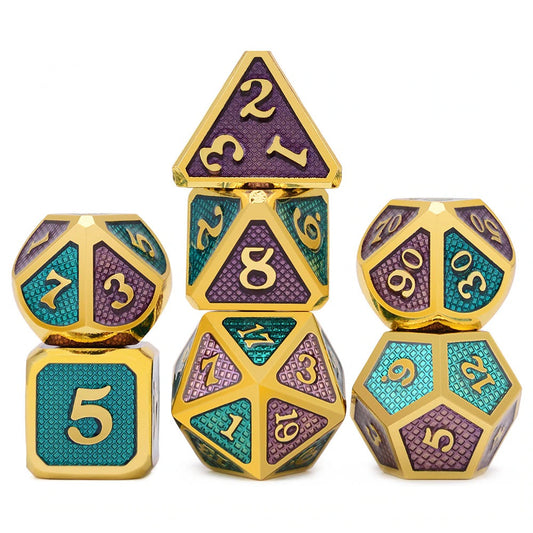 Teal and Purple Dragon Scales Dice Set