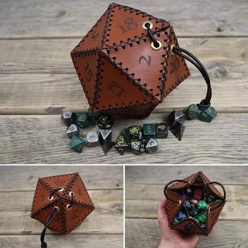 D20 Shaped Leather Bag