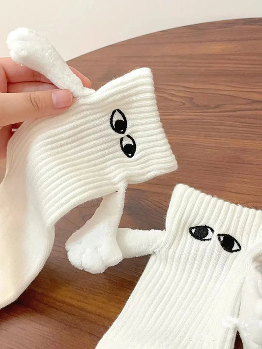 Magnetic Hand Holding Socks - White