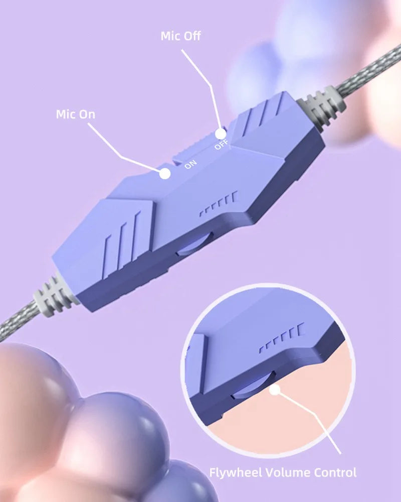 Purple RGB Cat Headphones with Mic