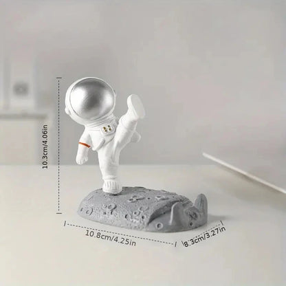 Kicking Astronaut Phone Holder - Silver