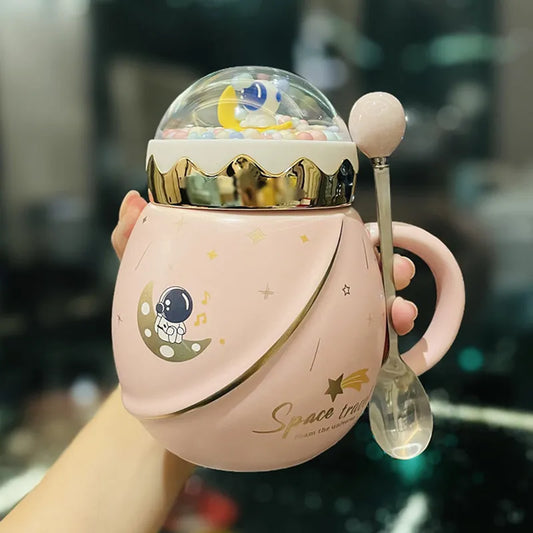 Space Travel Mug and Spoon - Pink