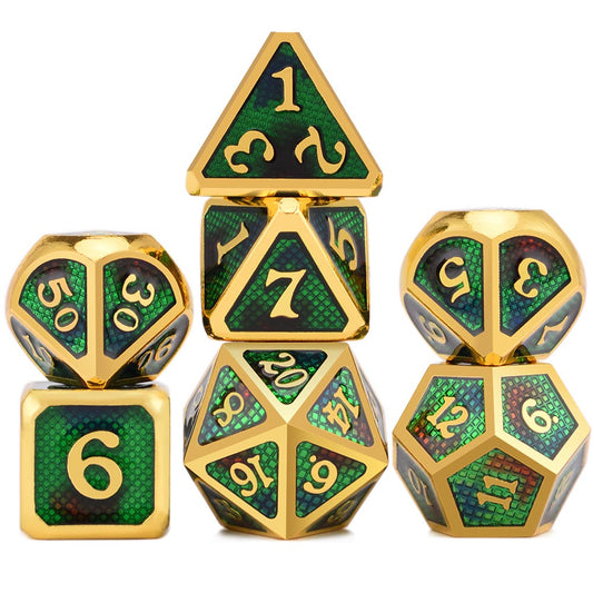 Green Mixed and Gold Dragon Scales Dice Set