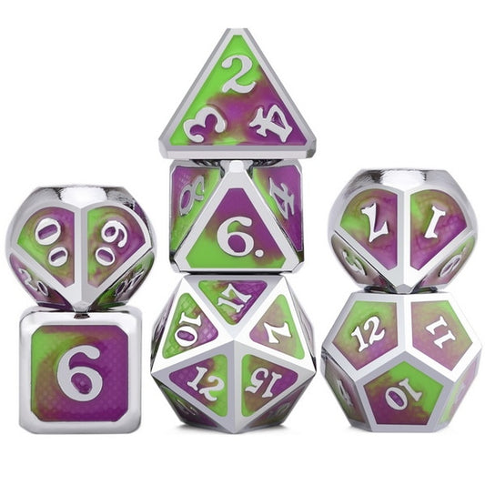 Green and Purple Dragon Scales Dice Set