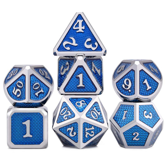 Blue and Silver Dragon Scales Dice Set