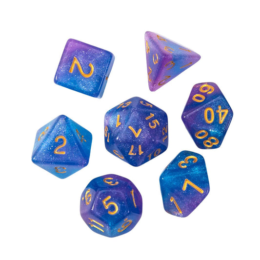 Pink and Blue Glitter Dice Set