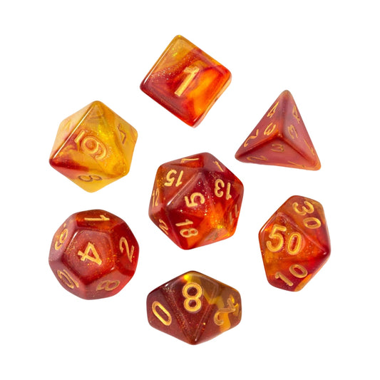 Red and Yellow Glitter Dice Set