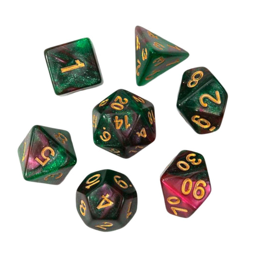 Red and Green Glitter Dice Set
