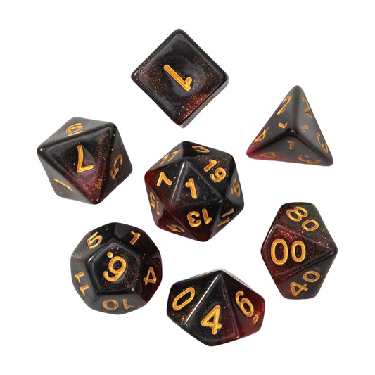 Black and Red Glitter Dice Set